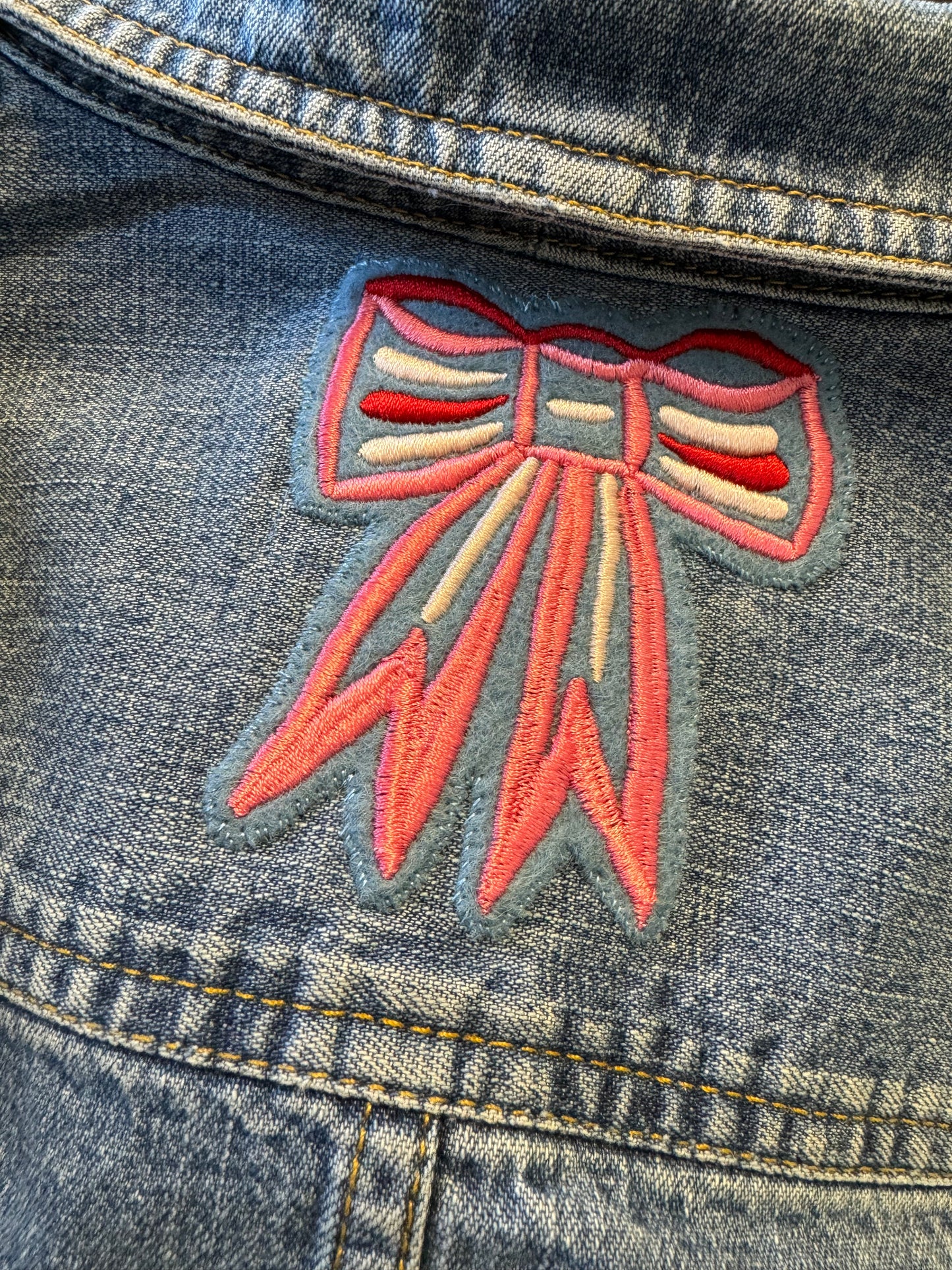 Pink Bow Embroidered Patch